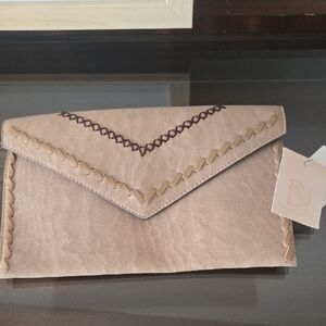 Danielle Nicole Tan Clutch with Stitch Detail